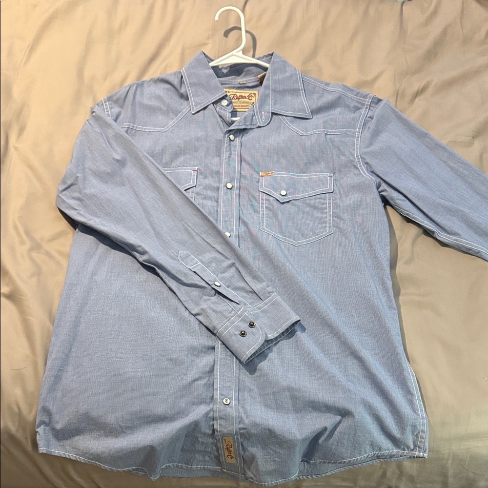 Wrangler Light Blue Casual Button Down Shirt
